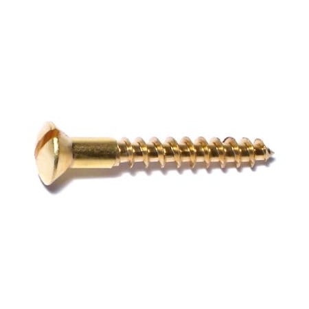 Midwest Fastener Wood Screw, #8, 1-1/4 in, Plain Brass Oval Head Slotted Drive, 30 PK 61657